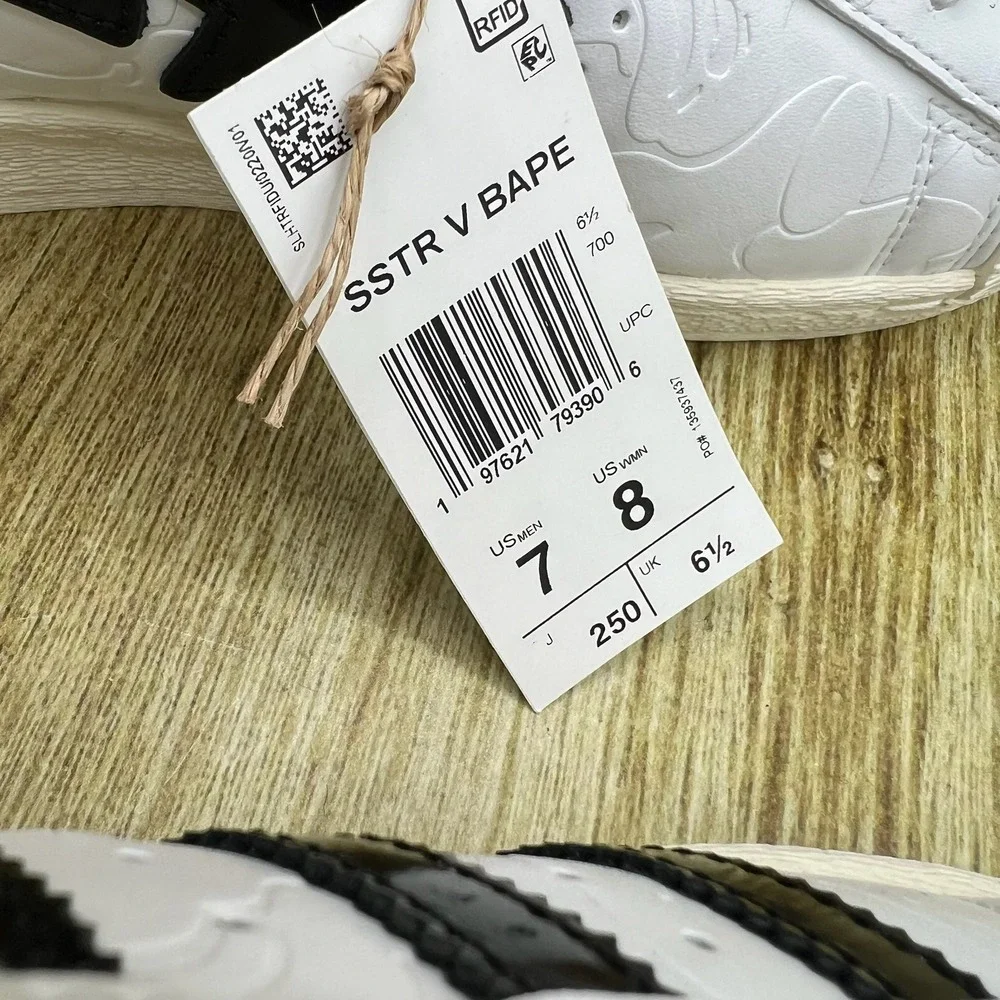 Adidas BAPE x Superstar Vintage Men's Size 7 Women's 8 White Black Gold JR2701